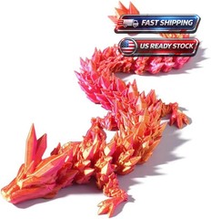 3D Printed Crystal Dragon 12In 3Pcs Flexible Articulated Fidget Toy Decor