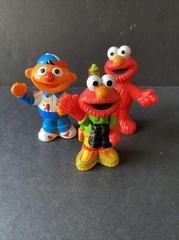 Sesame Street Henson Elmo W/Crayon Elmo W/Binoculars Mechanic Ernie Figures 2”