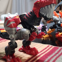 Plastic Action Figure Red Gray Black Yellow Transforming Robot T-Rex Toy