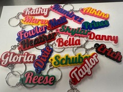 Custom Name Tag 3D Printed Keyring Multicolored Keychain Kids Bag Tags FREE SHIP