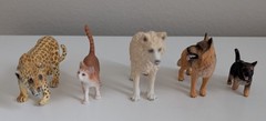 Schleich toy animal action figures german shepherd dog cat leopard wolf lot 5