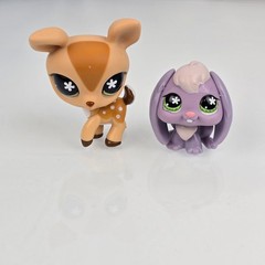 Littlest Pet Shop (LPS) Pack of 10 Pets Carry Case 90382 Bobble Head Toy 874 875