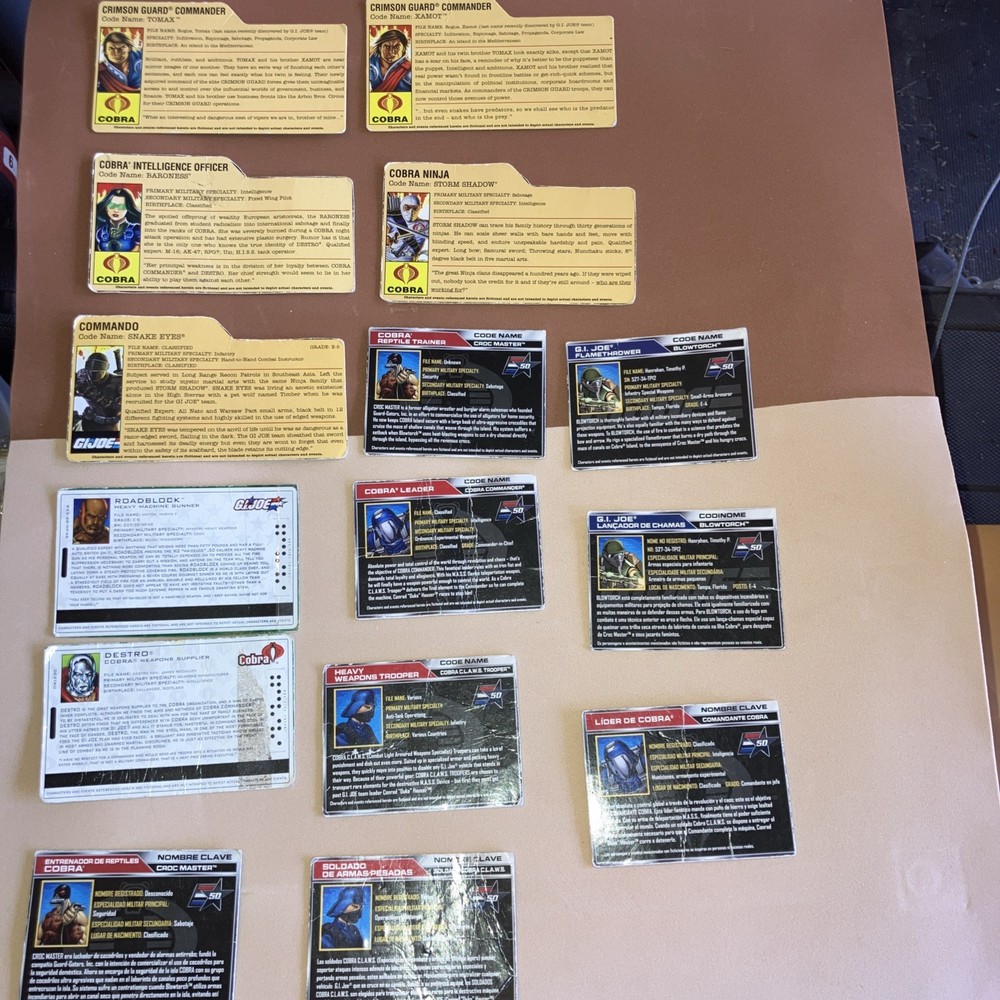 GI Joe Real American Hero File Cards Lot Of 15 Cards Various Years