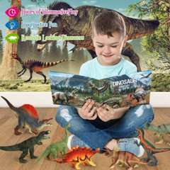 Jumbo Dinosaur Toy Set, 12pcs Realistic Dinosaurs Toys for Kids Large Dinosaur