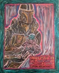 PJH STUDIOS – STAR WARS the Mandalorian – Original Acrylic Painting On Canvas ⭐️