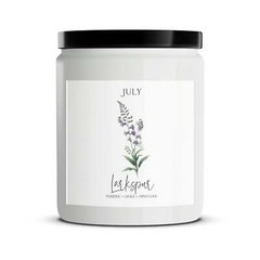 July Birthday Candle, Larkspur Floral Scent, Positive Grace First Love, Purple B