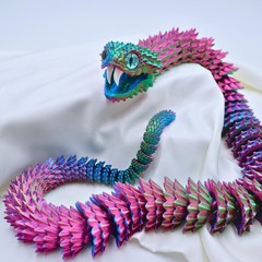 35.5-Inch 3D Printed Snake Model – Movable Teeth, Flexible Joints, Stress Relief