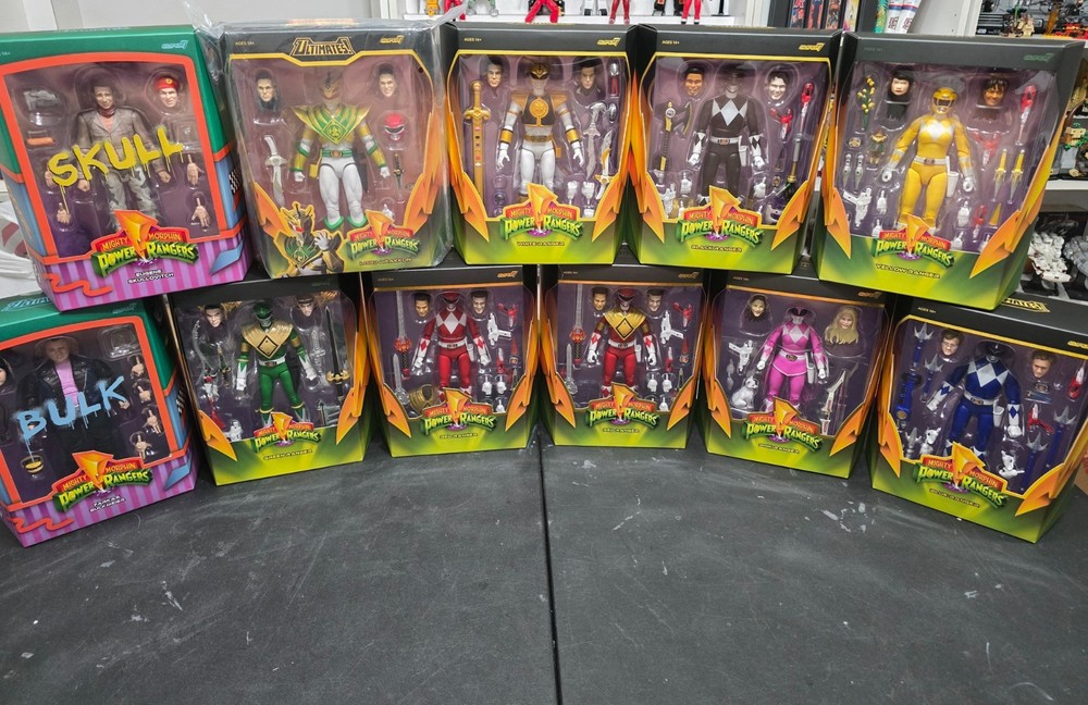Super7 ULTIMATES! Mighty Morphin Power Rangers Set of 11 White, Green, Red, Bulk