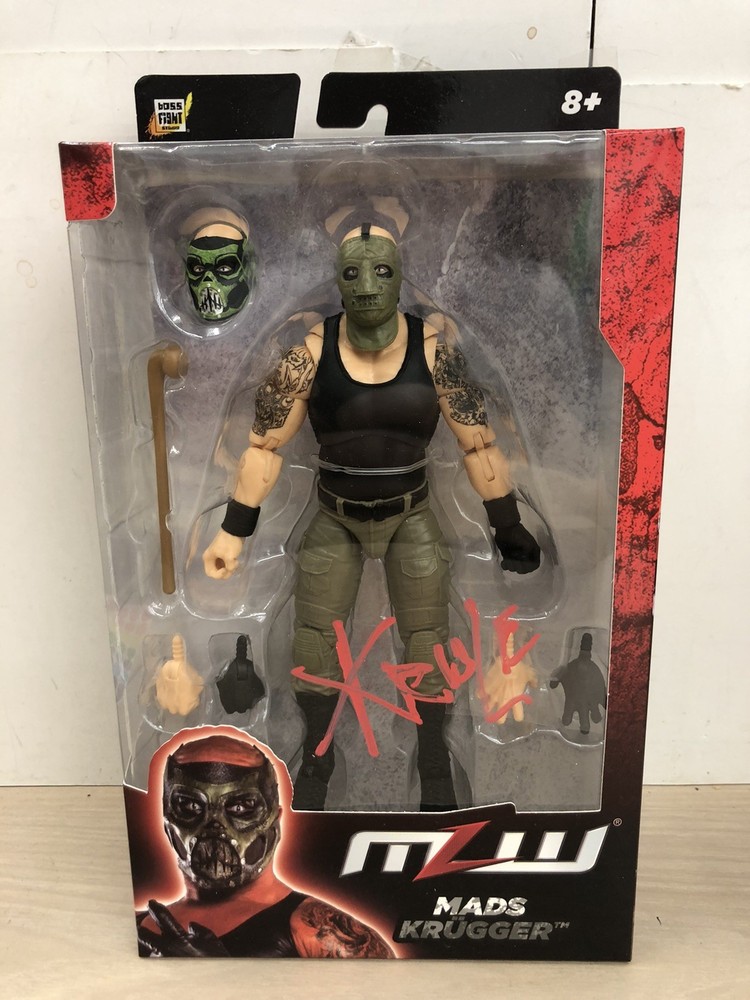 Major League Wrestling Mads KRULE Krugger Figure MLW Boss Fight SIGNED NO COA