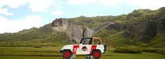 Jurassic Park World Legacy Mattel T-Rex Dinosaur Jeep Figure Diorama Backdrop #2