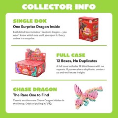 12 Pcs 3D Printed Dragon Blind Box Series, Mystery Box Party Favors 5.9″ Dragons