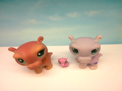 LITTLEST PET SHOP #986 1415 MOM DAD HIPPO & RARE TEENSIE BABY HIPPO FAMILY LOT