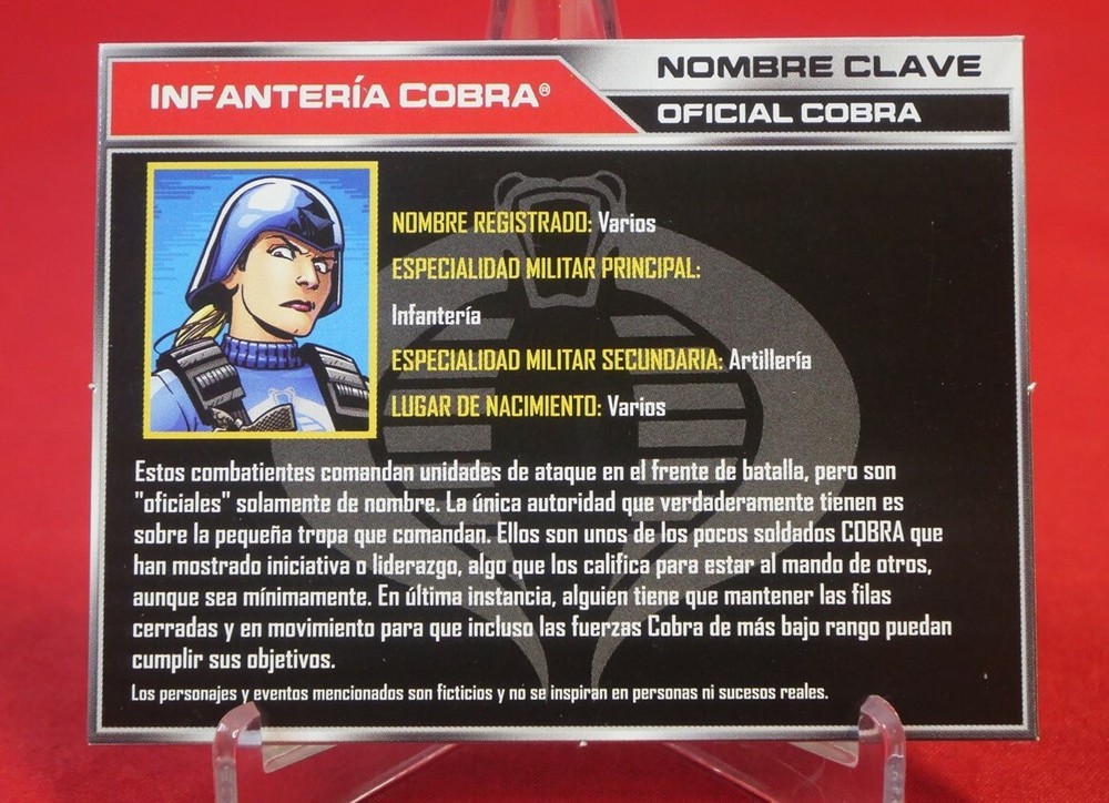 GI Joe FILE CARD Cobra Infantry Officer v11 50th Anniversary Spanish Portuguese