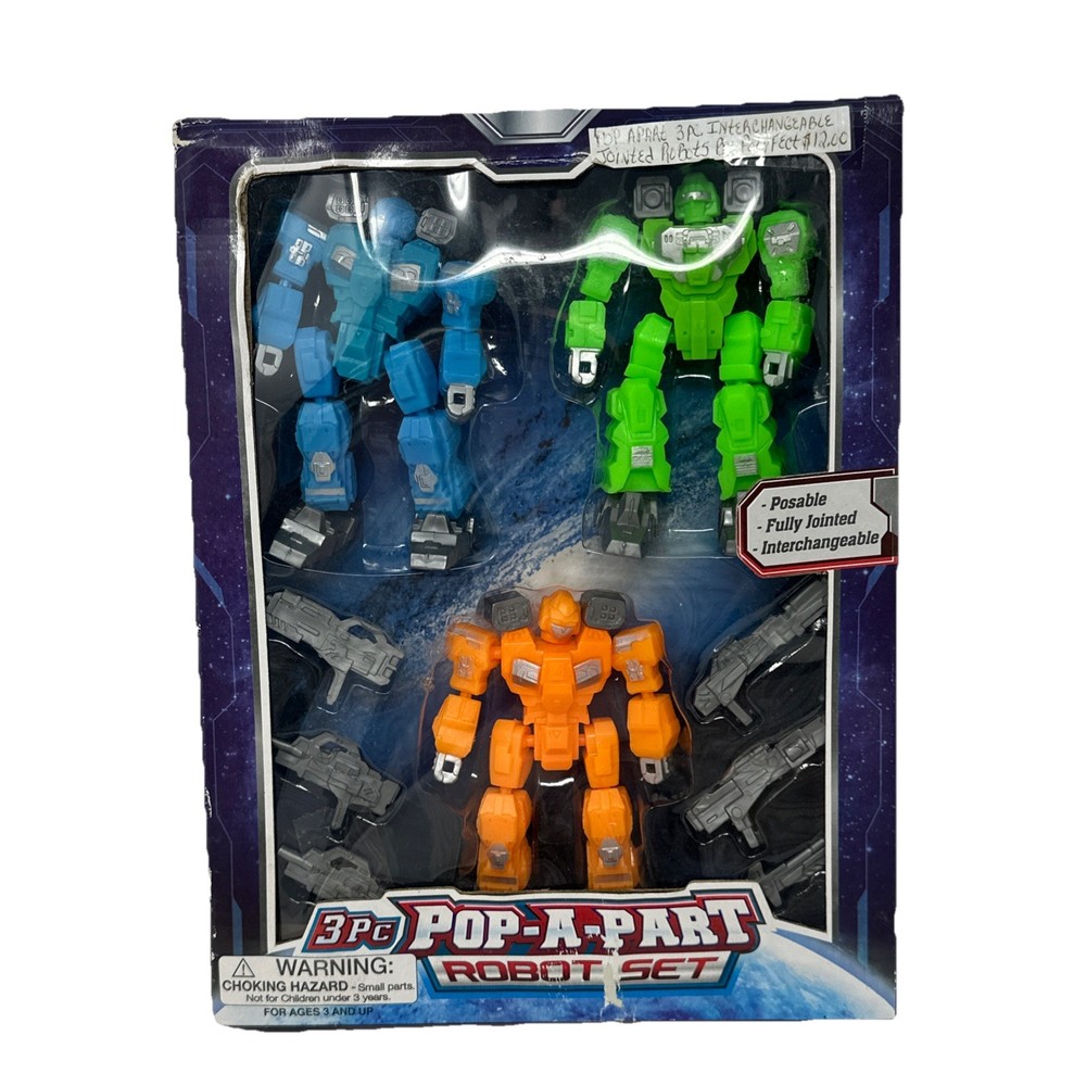 3 Pc. Pop A Part Robot Set Posable Fully Jointed Interchangeable
