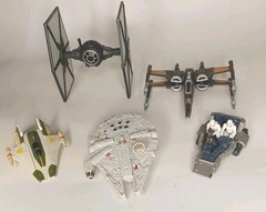 Star Wars Micro Galaxy/Hotwheels Poe,Tie,A-Wing,Falcon,Snow Speeder Lot Of 5