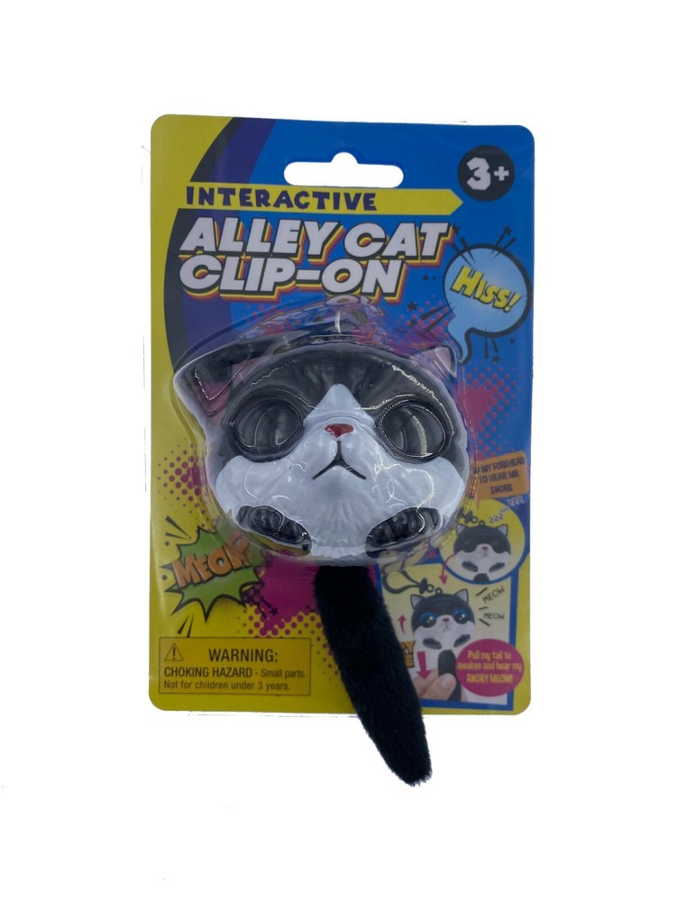 Playmaker Interactive Alley Cat Clip On Keychain- Sounds Toy Novelty Gift Kids