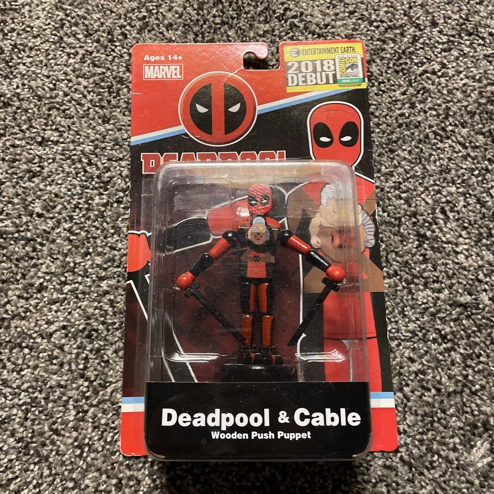 2018 San Diego Comic Con Debut Deadpool & Cable Wooden Puppet #983/1500 Marvel