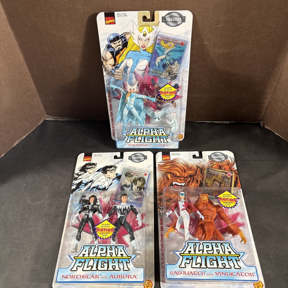 (3) ALPHA FLIGHT ACTION FIGURE TOYBIZ VINTAGE SASQUATCH PUCK NEW NORTHSTAR AURO