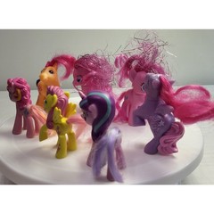Hasbro My Little Pony Unicorn Figures Multicolored G4 Brushable Hair Lot of 7