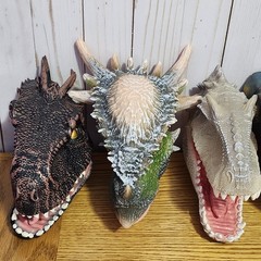 6 Lot Dinosaur Hand Puppets Rubber Dinosaur Head Puppet 3D Realistic Vary Nice