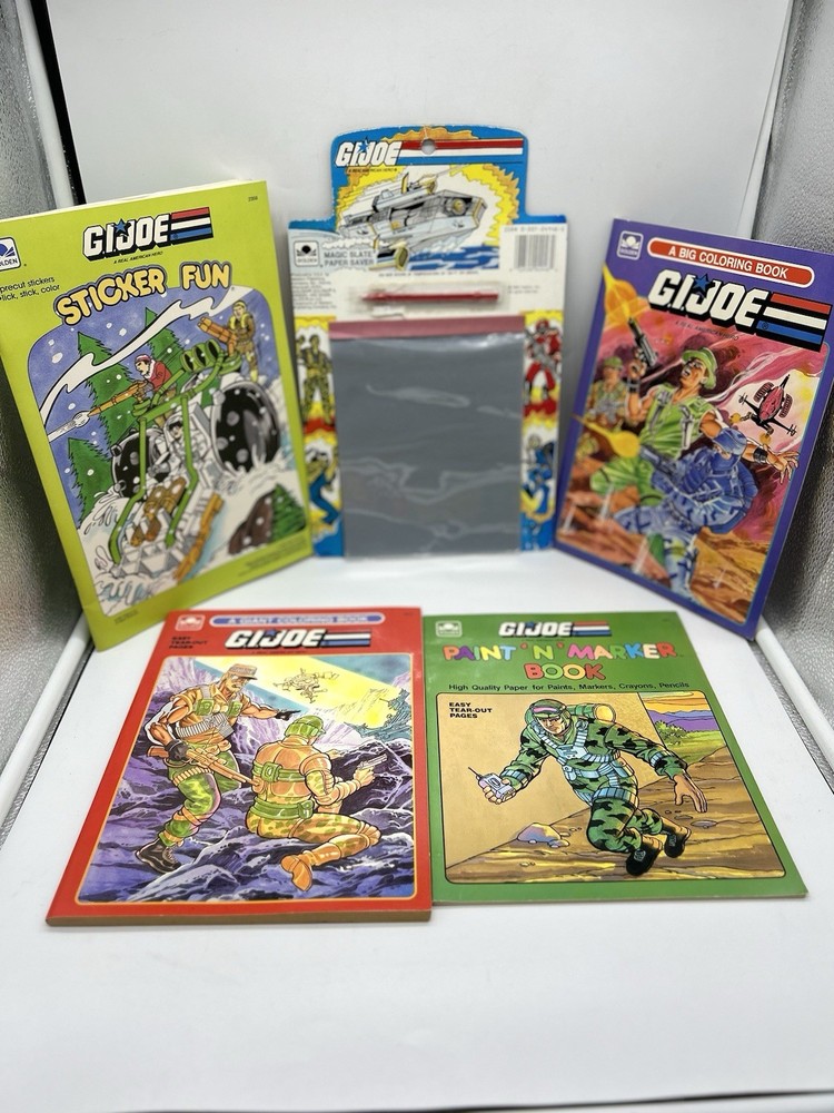 1980’s G.I. Joe collection Magic Slate, Coloring Book, Sticker Fun, Paint n mark
