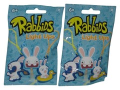 Raving Rabbids Light Ups Clip-On Dangle Full Sculpt Figure Keychain Lot – (2 Bl