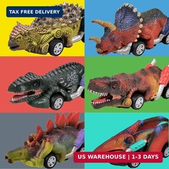 Dinosaur Toy Pull Back Cars, 6 Pack Dino Toys for Kids Ages 3 and Up