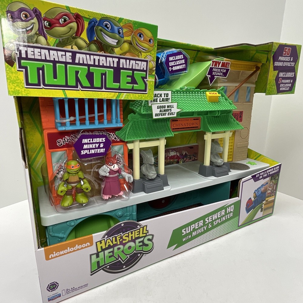 2014 HALF SHELL HEROES SUPER SEWER HQ w MIKEY & SPLINTER Ninja Turtles BRAND NEW