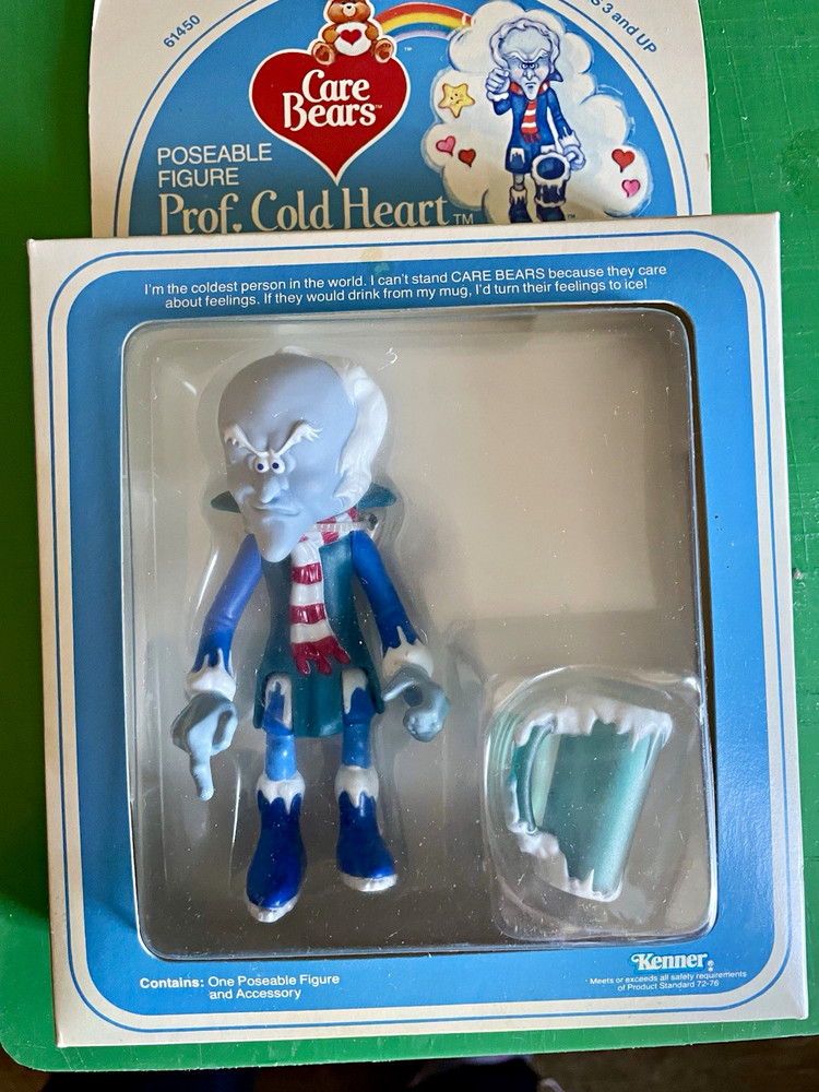 Kenner 1984 Care Bears Professor Cold Heart Poseable Figure w/ Mug unopened box