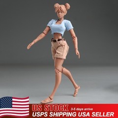 USA Romankey X COWL 1/12 Girl Soldier Figure Black Joint Body 6in Action Model