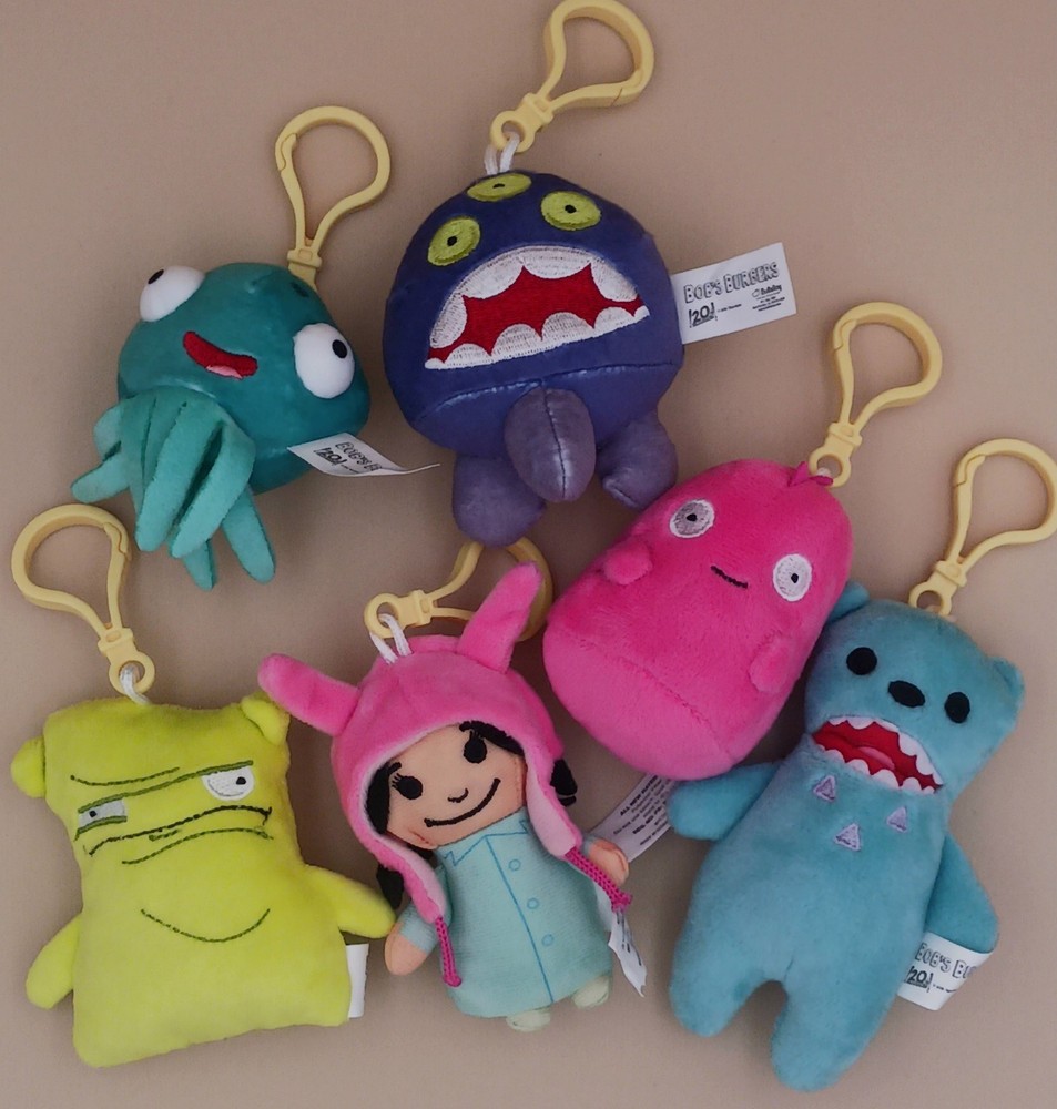 Bob’s Burgers Hanger Plush Lot 6 Characters Including Evil Kuchi Kopi Chase