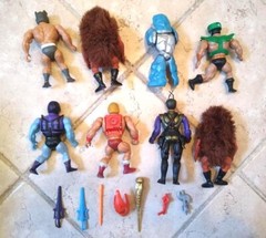 8 Vintage He-Man Masters Of The Universe MOTU Figures w/ Vehicle + Weapons
