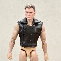 PB-SPD-VST: 1/12 Spiderman Noir Style black faux leather vest for 6″ slim figure