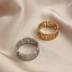 Watty original design retro Greek key pattern ring, men’s party ring Gift for