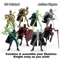 8pcs DIY Multi-Colored 3D Printed Action Figures Set – Medieval Knight Style, Mo