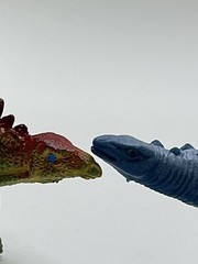 Lot of 8 Mixed Toy Plastic Rubber Dinosaurs. Tallest Around 4”.