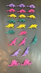 VTG Lot Of 42 Multi Color Dinosaurs With Box