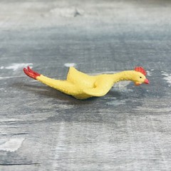 Yellow/Red Plastic Rubber Mini 3″ Chicken Toy Figure Cake Topper
