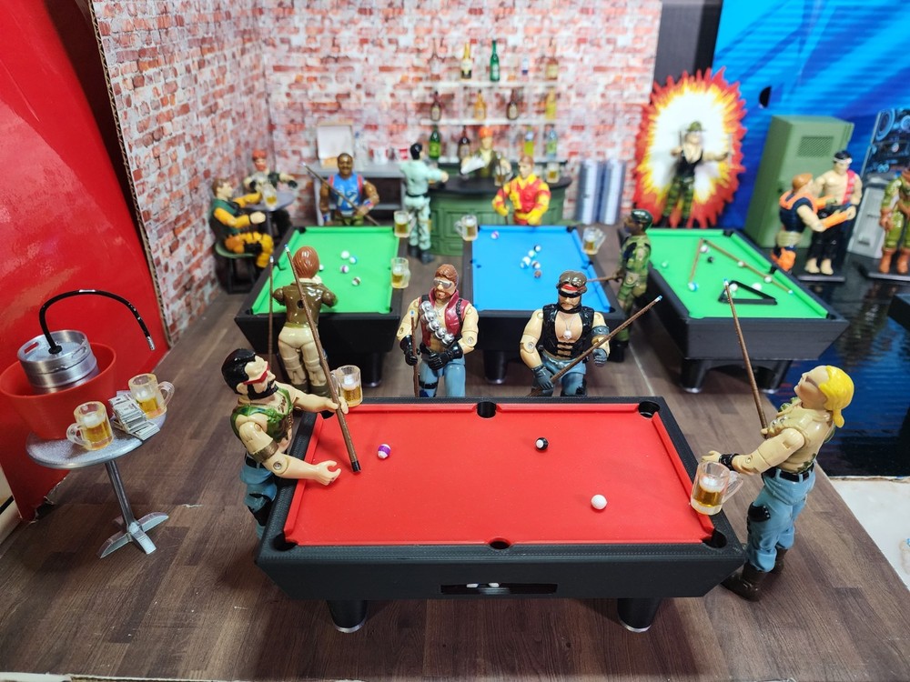 3D Printed Green Pool Table For G.I JOE A.R.A.H. For 3.75″ 1:18 Scale