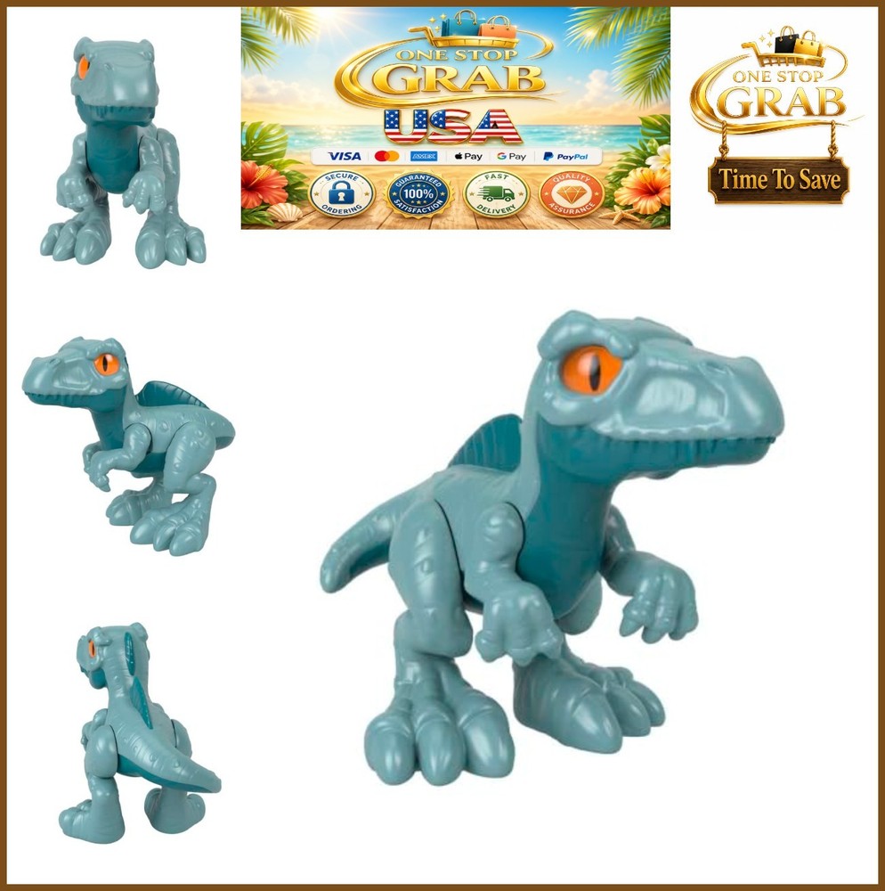 Giganotosaurus Dinosaur Action Figure Small Plastic Gray Moveable Limbs Pretend