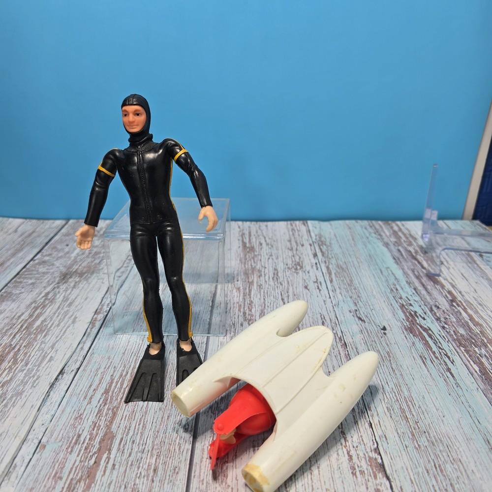 Mattel Vintage 6.5” 1969 Sea Devils Rick Riley Diver Figure Fins Lot