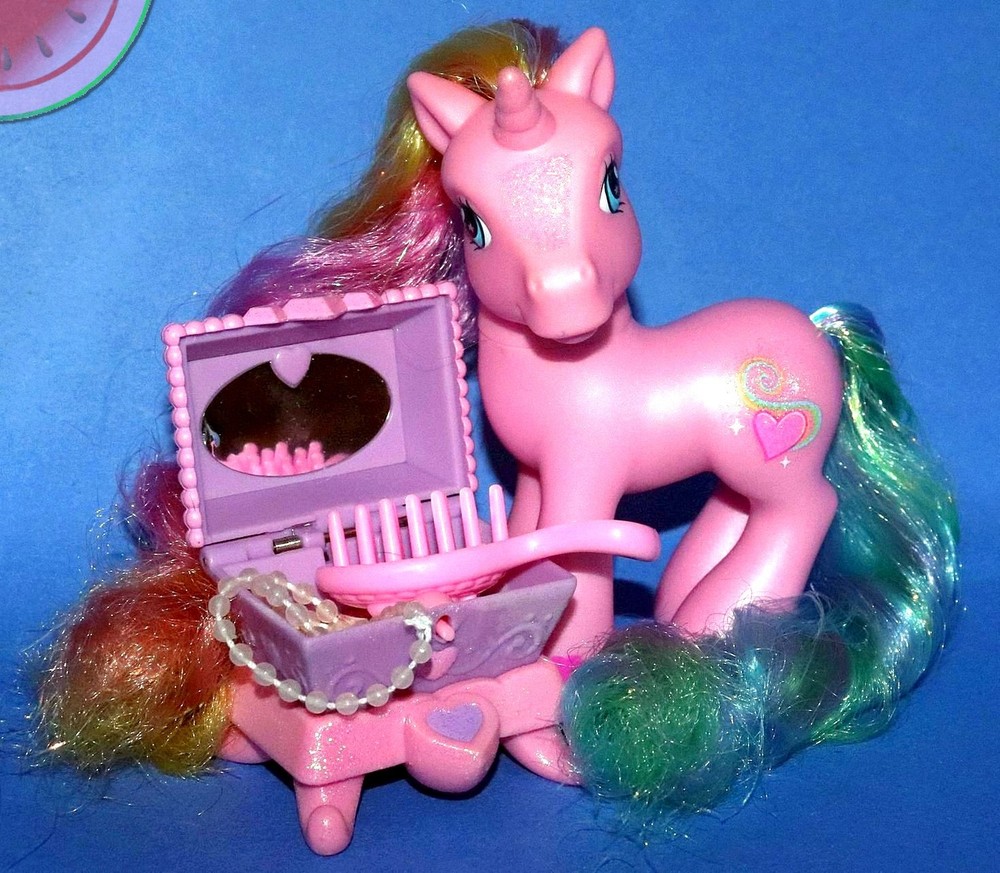 My Little Pony G3 Crystal Princess RARITY Long Hair Unicorn Jewelry Chest MLP