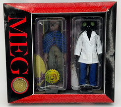 MEGO The Fly Wolfman Horror Figure Set Flocked Exclusive Coin Sealed 13×10
