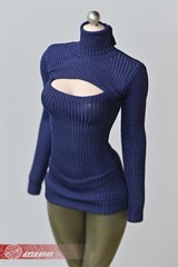 1/6 High Neck Base Striped Sweater Fit 12” Female Action Figure
