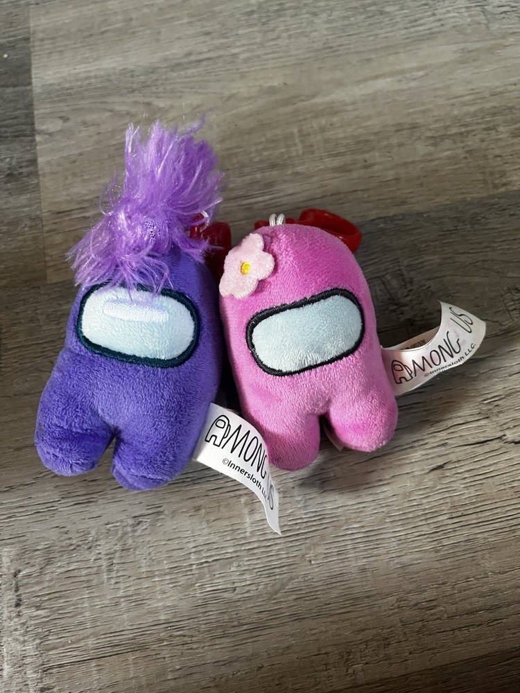 Among Us Plush Stuffed Animal Keychain 3” Backpack hanger Qty 2