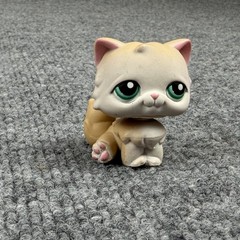Littlest Pet Shop Beige Long Hair Persian #129 Cat Hasbro Green Eyes 2007 LPS