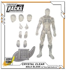 Crystal Clear Male Body Vitruvian H.A.C.K.S. Action Figure Blank 1:18 Scale