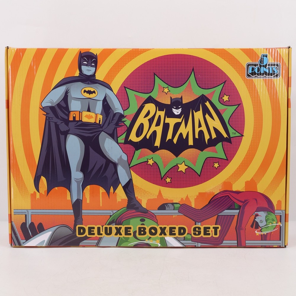Mezco 5 Points Batman Deluxe Box Set 1966 Figures & Batmobile Complete Set