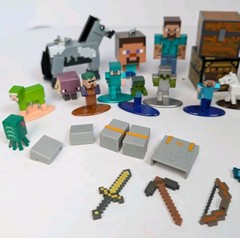 Minecraft Action Figure 34 Pc Lot Mixed Characters Blocks Varies Sizes Metal