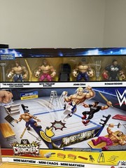 Mattel WWE Knuckle Crunchers WrestleMania Ring Set 4 Figures, Chair Ladder